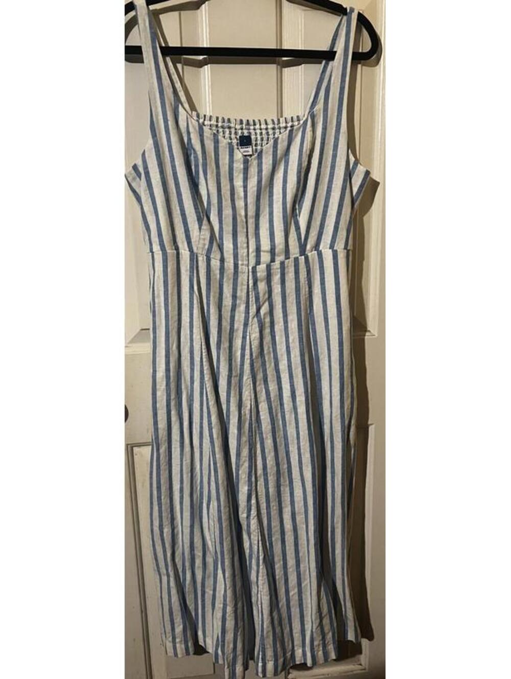Old Navy Women's Blue and White Striped Midi Dress - Picture 2 of 6